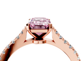 Rose gold Fancy Pink Emerald  Cut Solitaire Diamond Engagement Ring with Pave Band and Four-Prong Setting_184