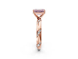 Rose gold Fancy Pink Emerald Cut Solitaire Diamond Engagement Ring with Twisted Pave Band and Four-Prong Setting_5