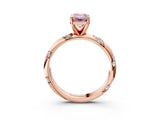 Rose gold Fancy Pink Emerald Cut Solitaire Diamond Engagement Ring with Twisted Pave Band and Four-Prong Setting_6