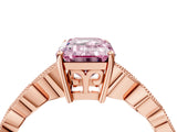 Rose gold Fancy Pink Emerald Cut Solitaire Diamond Ring with Infinity Twist Band and Four-Prong Setting_4