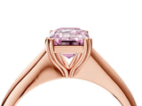Rose gold Fancy Pink Emerald Cut Solitaire Diamond Ring with Six-Prong Setting and Classic Band_16