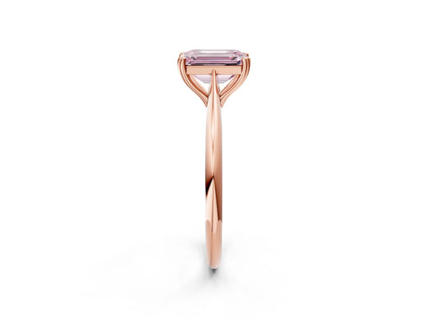 Rose gold Fancy Pink Emerald Cut Solitaire Diamond Ring with Six-Prong Setting and Classic Band_2