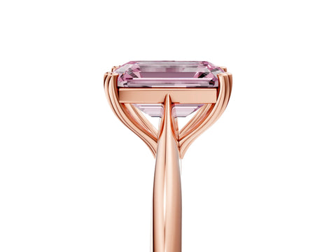 Rose gold Fancy Pink Emerald Cut Solitaire Diamond Ring with Six-Prong Setting and Classic Band_5