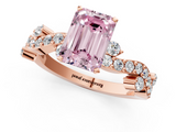 Rose gold Fancy Pink Emerald  Cut Solitaire Diamond Twisted Band with Pave Setting_43