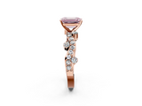Rose gold Fancy Pink Emerald  Cut Solitaire Diamond Twisted Band with Pave Setting_44