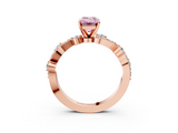 Rose gold Fancy Pink Emerald  Cut Solitaire Diamond Twisted Band with Pave Setting_45