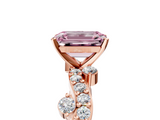 Rose gold Fancy Pink Emerald  Cut Solitaire Diamond Twisted Band with Pave Setting_47