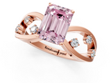 Rose gold Fancy Pink Emerald  Cut Solitaire Diamond with Side Stones on Criss-Cross Band and Four-Prong Setting_4