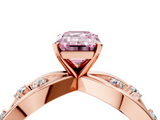 Rose gold Fancy Pink Emerald  Cut Solitaire Diamond with Side Stones on Criss-Cross Band and Four-Prong Setting_7