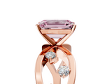 Rose gold Fancy Pink Emerald  Cut Solitaire Diamond with Side Stones on Criss-Cross Band and Four-Prong Setting_8