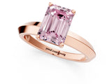 Rose gold Fancy Pink Emerald  Cut Solitaire Engagement Ring with Flat Band and Four-Prong Setting 1