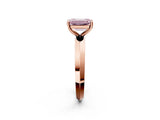 Rose gold Fancy Pink Emerald  Cut Solitaire Engagement Ring with Flat Band and Four-Prong Setting 2