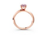 Rose gold Fancy Pink Emerald  Cut Solitaire Engagement Ring with Flat Band and Four-Prong Setting 3