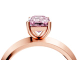 Rose gold Fancy Pink Emerald  Cut Solitaire Engagement Ring with Flat Band and Four-Prong Setting 4