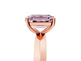 Rose gold Fancy Pink Emerald  Cut Solitaire Engagement Ring with Flat Band and Four-Prong Setting 5