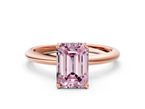 Rose gold Fancy Pink Emerald  Cut Solitaire Engagement Ring with Four-Prong Setting and Classic Band_20