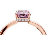 Rose gold Fancy Pink Emerald  Cut Solitaire Engagement Ring with Four-Prong Setting on a Classic Band_24
