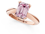 Rose gold Fancy Pink Emerald  Cut Solitaire Engagement Ring with Tapered Band and Four-Prong Setting 1