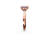Rose gold Fancy Pink Emerald  Cut Solitaire Engagement Ring with Tapered Band and Four-Prong Setting 2