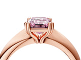 Rose gold Fancy Pink Emerald  Cut Solitaire Engagement Ring with Tapered Band and Four-Prong Setting 4