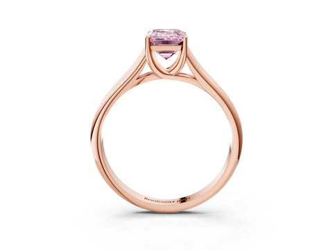 Rose gold Fancy Pink Emerald Cut Solitaire Engagement Ring with Tapered Band and Four-Prong Setting_6