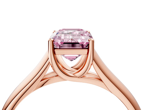 Rose gold Fancy Pink Emerald Cut Solitaire Engagement Ring with Tapered Band and Four-Prong Setting_7