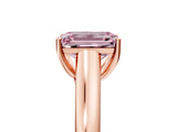 Rose gold Fancy Pink Emerald Cut Solitaire Engagement Ring with Tapered Band and Four-Prong Setting_8