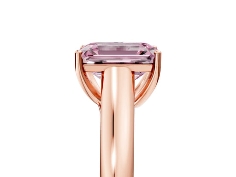 Rose gold Fancy Pink Emerald Cut Solitaire Engagement Ring with Tapered Band and Four-Prong Setting_8
