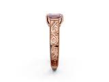 Rose gold Fancy Pink Emerald  Cut Solitaire Engraved Band with Four-Prong Setting_81