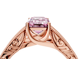 Rose gold Fancy Pink Emerald  Cut Solitaire Engraved Band with Four-Prong Setting_83