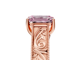 Rose gold Fancy Pink Emerald  Cut Solitaire Engraved Band with Four-Prong Setting_84