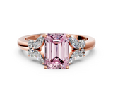 Rose gold Fancy Pink Emerald  Cut Solitaire Floral Diamond Ring with Four-Prong Setting_37