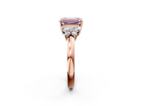 Rose gold Fancy Pink Emerald  Cut Solitaire Floral Diamond Ring with Four-Prong Setting_39