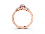 Rose gold Fancy Pink Emerald  Cut Solitaire Floral Diamond Ring with Four-Prong Setting_40