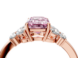 Rose gold Fancy Pink Emerald  Cut Solitaire Floral Diamond Ring with Four-Prong Setting_41