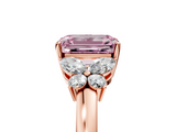 Rose gold Fancy Pink Emerald  Cut Solitaire Floral Diamond Ring with Four-Prong Setting_42