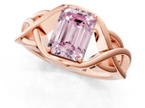 Rose gold Fancy Pink Emerald Cut Solitaire Intertwined Band Prong Setting Ring_1
