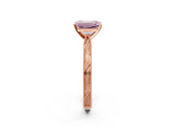 Rose gold Fancy Pink Emerald Cut Solitaire Milgrain Engraved Band with Four-Prong Setting_2