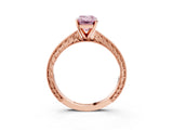 Rose gold Fancy Pink Emerald Cut Solitaire Milgrain Engraved Band with Four-Prong Setting_3