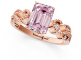 Rose gold Fancy Pink Emerald Cut Solitaire Milgrain Leaf Band with Prong Setting_1