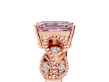 Rose gold Fancy Pink Emerald Cut Solitaire Milgrain Leaf Band with Prong Setting_5