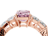 Rose gold Fancy Pink Emerald Cut Solitaire Princess Side Stone Engraved Band Prong Setting Ring_4