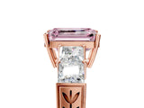 Rose gold Fancy Pink Emerald Cut Solitaire Princess Side Stone Engraved Band Prong Setting Ring_5