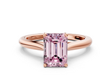 Rose gold Fancy Pink Emerald  Cut Solitaire Ring with Cathedral Band and Four-Prong Setting_81