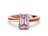 Rose gold Fancy Pink Emerald  Cut Solitaire Ring with Four-Prong Setting and Classic Band_45