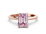 Rose gold Fancy Pink Emerald  Cut Solitaire Ring with Four-Prong Setting on a Classic Band_45
