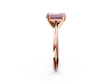 Rose gold Fancy Pink Emerald  Cut Solitaire Ring with Four-Prong Setting on a Classic Band_47