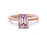 Rose gold Fancy Pink Emerald  Cut Solitaire Ring with Thin Band and Four-Prong Setting_16