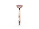 Rose gold Fancy Pink Emerald  Cut Solitaire Ring with Thin Band and Four-Prong Setting_18