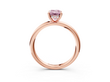 Rose gold Fancy Pink Emerald  Cut Solitaire Ring with Thin Band and Four-Prong Setting_19